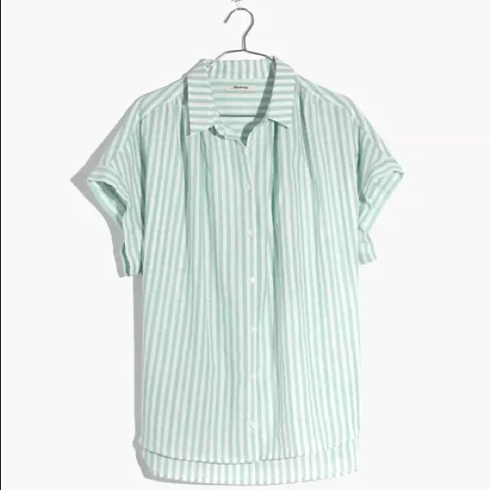Madewell Courrier Shirt in Mint Stripe